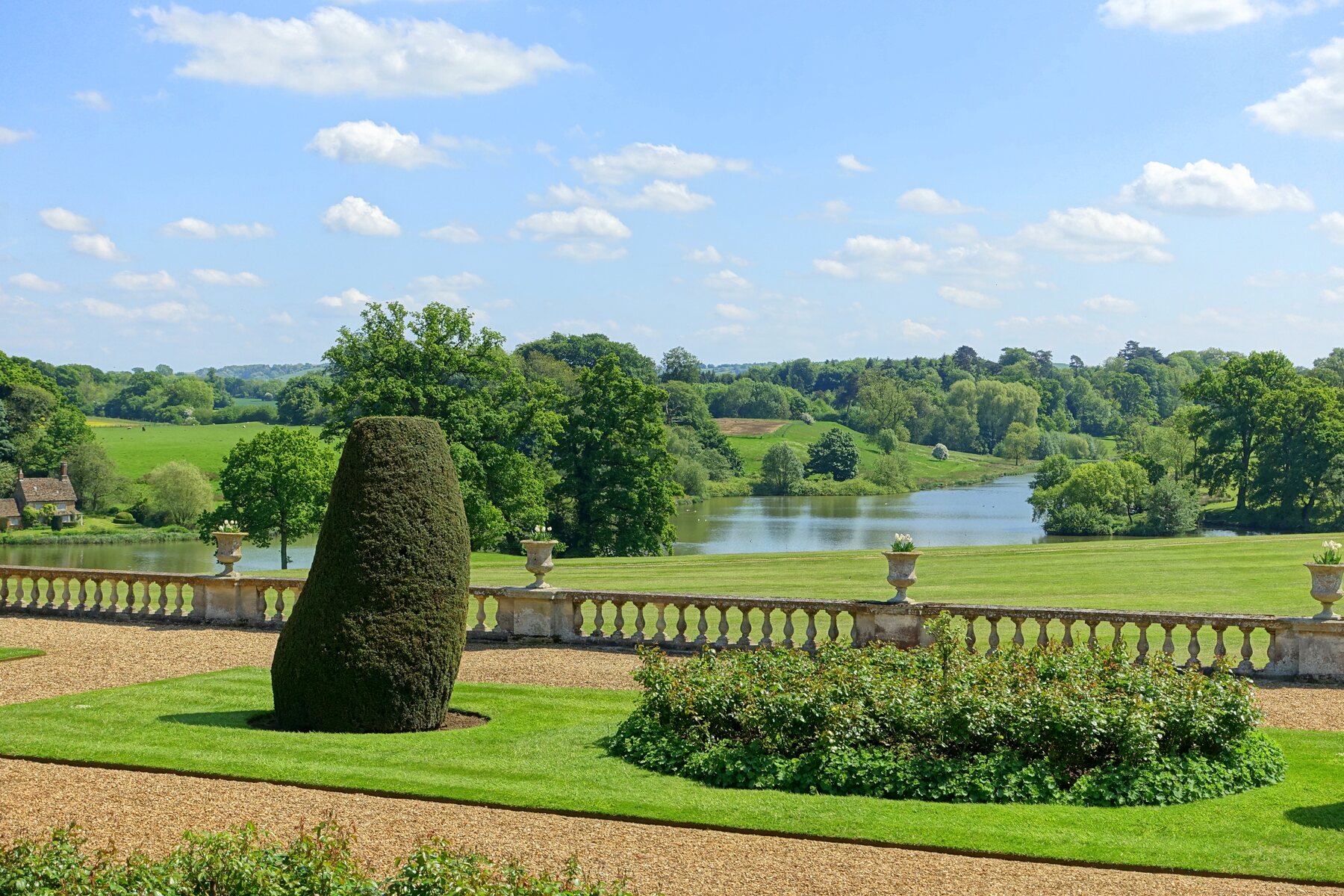 The terrace gardens at Bowood House, Wiltshire.