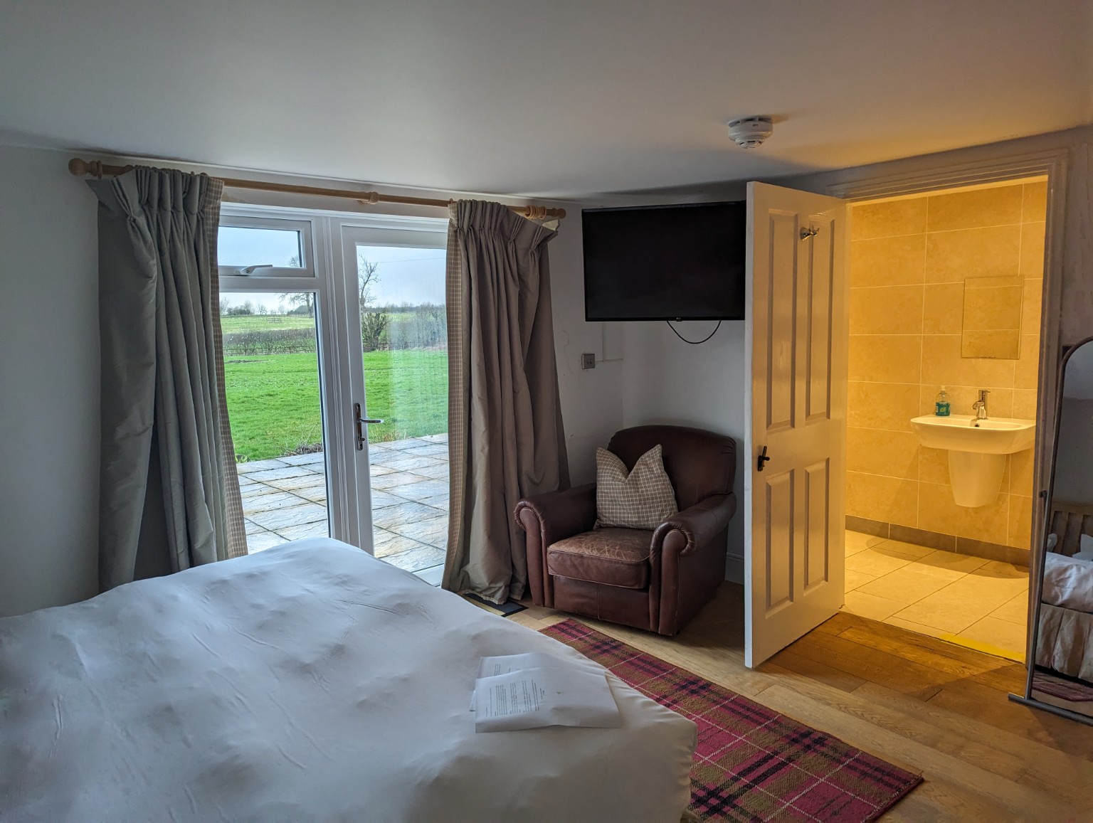 Cobstone: the ground-floor bedroom looking through to the en-suite.